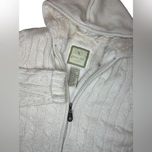GreenTea Cable Knit Ivory Warm Jacket Women’s Small